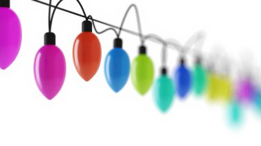 Christmas lights. Glowing lights for Christmas holiday cards, banners, posters, web design. 3D rendering.