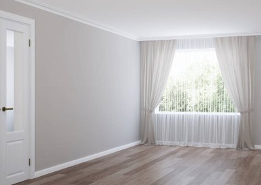 Özel bir evin içi. Boş oda. 3d render.