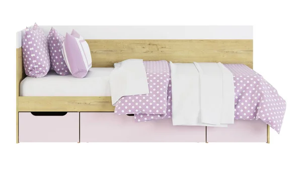 Κρεβάτι Μωρού Λευκό Φόντο Περιλαμβάνεται Διαδρομή Αποκοπής Απόδοση — Φωτογραφία Αρχείου