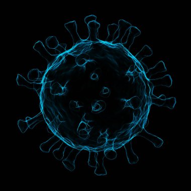 Coronavirus enfeksiyonu tıbbi örnekleme. Mikroskop virüsü yaklaşıyor. Kırpma yolu dahil. 3B görüntüleme.