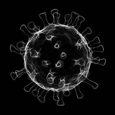 Coronavirus enfeksiyonu tıbbi örnekleme. Mikroskop virüsü yaklaşıyor. Kırpma yolu dahil. 3B görüntüleme.
