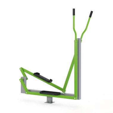 Kas kütlesi kazanmak ve beyaz arka plandaki yaraların iyileşmesi için sokak egzersiz ekipmanları. Kırpma yolu dahil. 3B görüntüleme.