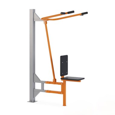 Kas kütlesi kazanmak ve beyaz arka plandaki yaraların iyileşmesi için sokak egzersiz ekipmanları. Kırpma yolu dahil. 3B görüntüleme.