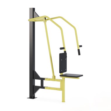 Kas kütlesi kazanmak ve beyaz arka plandaki yaraların iyileşmesi için sokak egzersiz ekipmanları. Kırpma yolu dahil. 3B görüntüleme.