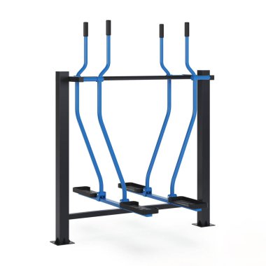 Kas kütlesi kazanmak ve beyaz arka plandaki yaraların iyileşmesi için sokak egzersiz ekipmanları. Kırpma yolu dahil. 3B görüntüleme.