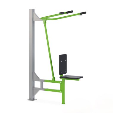 Kas kütlesi kazanmak ve beyaz arka plandaki yaraların iyileşmesi için sokak egzersiz ekipmanları. Kırpma yolu dahil. 3B görüntüleme.