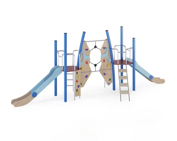 Moderner Kinderspielkomplex Auf Weißem Hintergrund Spielgeräte Mit Rutsche Treppen Und — Stockfoto