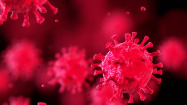 COVID-19 tıbbi illüstrasyon kavramı. Coronavirus. Mikroskop virüsü yaklaşıyor. 3B görüntüleme.