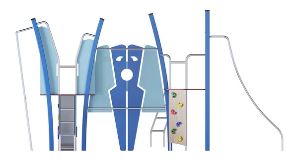 Современный Детский Игровой Комплекс Белом Фоне Игровое Оборудование Горкой Лестницей — стоковое фото