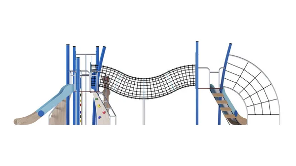 Moderner Kinderspielkomplex Auf Weißem Hintergrund Spielgeräte Mit Rutsche Treppen Und — Stockfoto