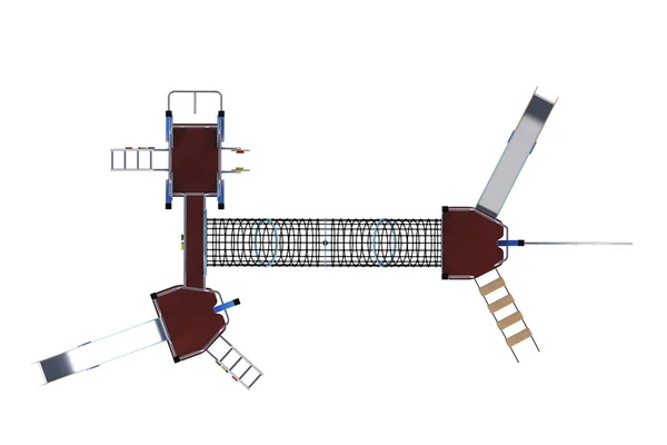 Сучасний Дитячий Ігровий Комплекс Білому Тлі Вид Зверху Крупним Планом — стокове фото
