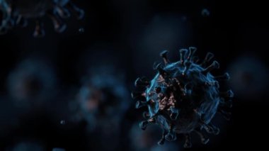 Coronavirus enfeksiyonu tıbbi örnekleme. Mikroskop virüsü yaklaşıyor. COVID-19. 3B görüntüleme.