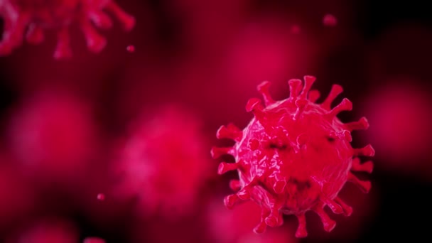 Infezione Coronavirus Illustrazione Medica Virus Del Microscopio Vicino Covid Rendering — Video Stock