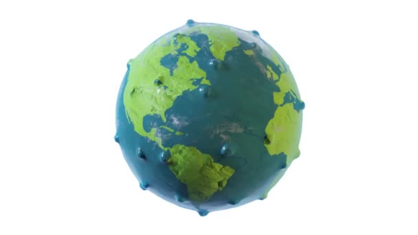 Planeta Terra Transforma Num Coronavírus Renderização — Vídeo de Stock