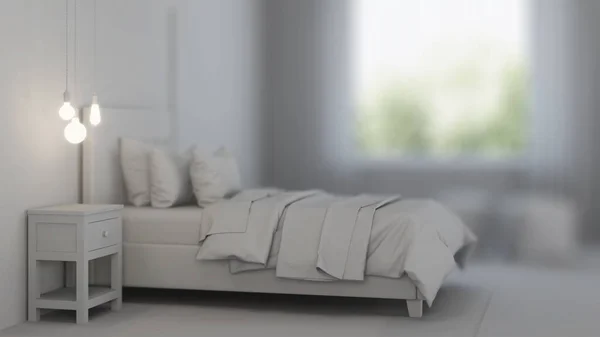 女の子のために設計されたベッドルーム キッズルームのデザイン グレーのインテリア 3Dレンダリング — ストック写真