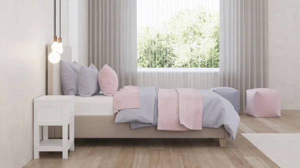 Kızlar Için Tasarlanmış Bir Yatak Odası Çocuk Odası Tasarımı Görüntüleme — Stok fotoğraf