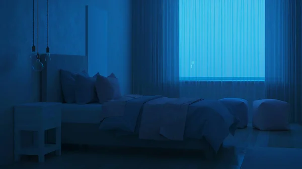 Спальня Розроблена Дівчат Дитячий Дизайн Кімнати Ніч Вечірнє Освітлення Візуалізація — стокове фото