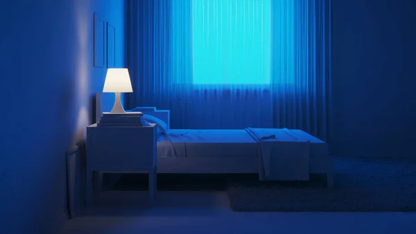 Intérieur Chambre Dans Style Moderne Dans Des Tons Bleus Bonne — Photo
