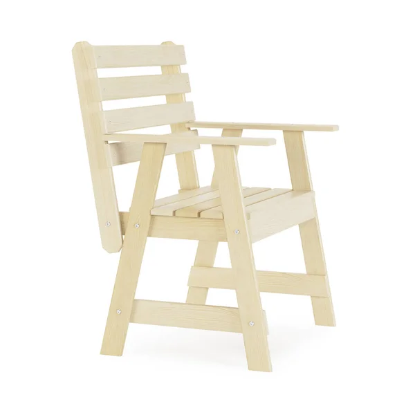 屋外の家具の白い背景に隔離された 木製の椅子 クリッピングパスが含まれています 3Dレンダリング — ストック写真