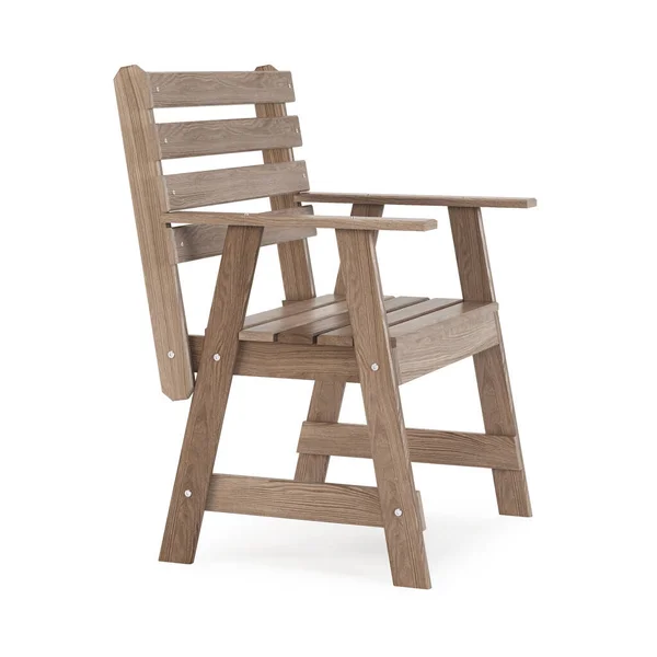 Jardin Mobilier Extérieur Isolé Sur Fond Blanc Chaise Bois Chemin — Photo