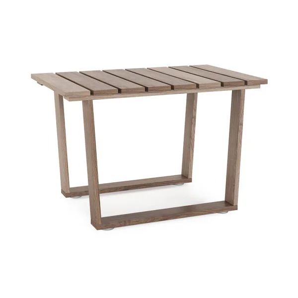 Jardin Mobilier Extérieur Isolé Sur Fond Blanc Table Basse Bois — Photo