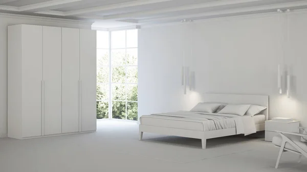 Modern Bedroom Interior Gray Interior Rendering — Stock Photo, Image