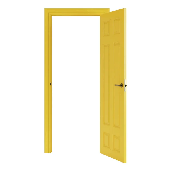 Yellow Door Isolated White Background Rendering — Stock Photo, Image