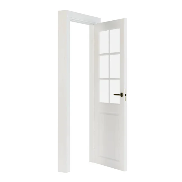 木製のドアの白い背景に隔離された 3Dレンダリング — ストック写真