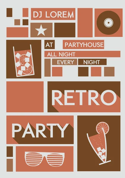 Retro-Party-Plakat Mosaik-Vorlage - Vektorillustration — Stockvektor