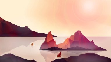 Yalı ile ve yüksek kayalıklarla - vektör çizim