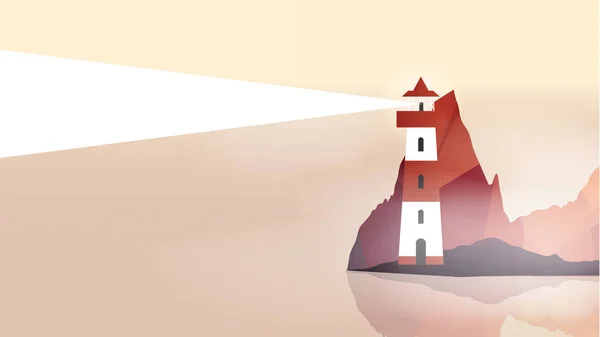 航标灯-矢量插画与岛上的灯塔 — 图库矢量图片