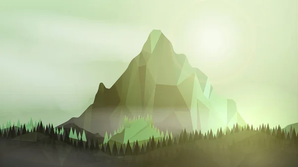 Abstrakt Green Pine Mountain - vektorillustration — Stock vektor