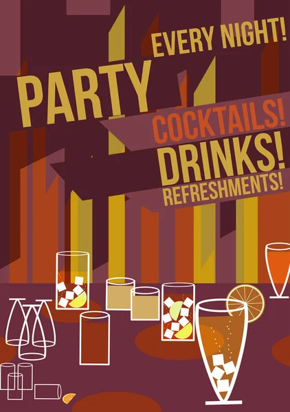 Retro Cocktail Poster Design - Vektorillustration — Stockvektor
