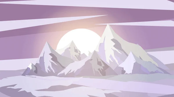 Minimal astratto paesaggio montano Moonrise Scene - Vector Illu — Vettoriale Stock