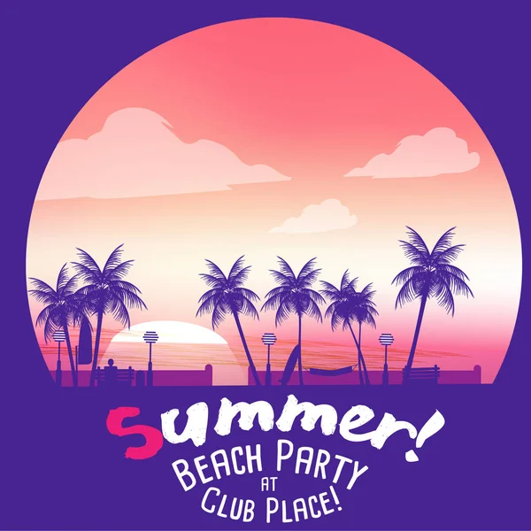 Tropic Summer Beach Party, Férias e Poster de Viagem - Vector I — Vetor de Stock