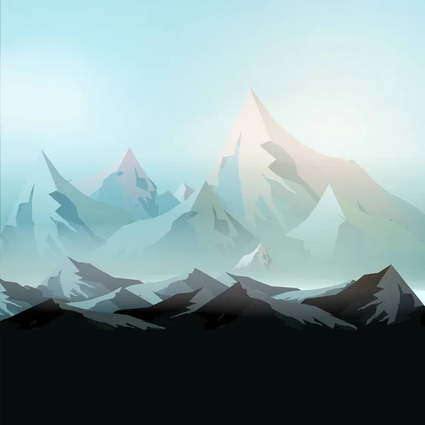 Astratto Sunrise Mountains - Vector Illustratio — Vettoriale Stock