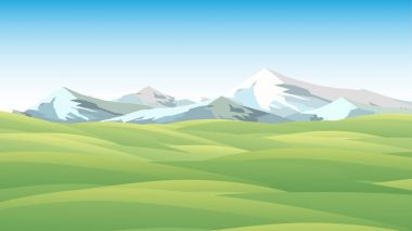 Kırsal yaz çayır peyzaj dağlar - vektör Illustrat