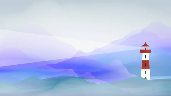 Leuchtturm im abstrakten Meer - Vektorillustration — Stockvektor