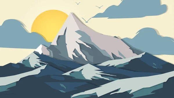 Kağıt kesiği stil aplike dağlar - vektör çizim