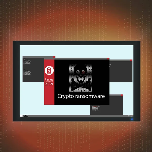 Malware, Ransomware Wannacry Crypto vírus Violação de segurança cibernética — Vetor de Stock