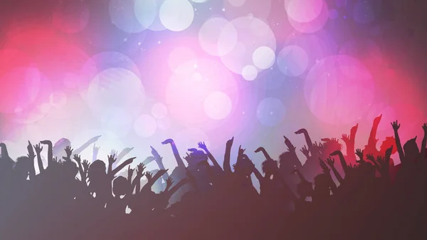 Party People menigte, feestelijke Disco gebeurtenis achtergrond - Vector Illu — Stockvector
