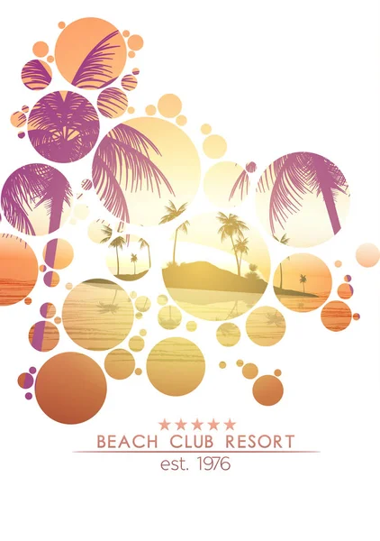 Summer Beach Resort Tropical Island Circle Cut Out - vecteur Illu — Image vectorielle