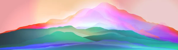 Coucher de soleil ou aube sur les montagnes de soie Panorama du paysage - Vecteur I — Image vectorielle