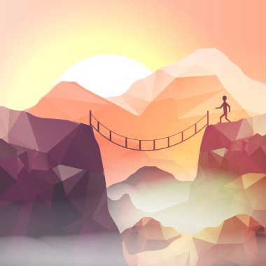 Runner geometrik dağ arka planda - vektör Illustratio