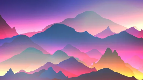 Mountain Neon abstraktní pozadí - vektorový Illustratio — Stockový vektor