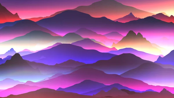 Fondo de montaña de neón abstracto - Vector Illustratio — Vector de stock