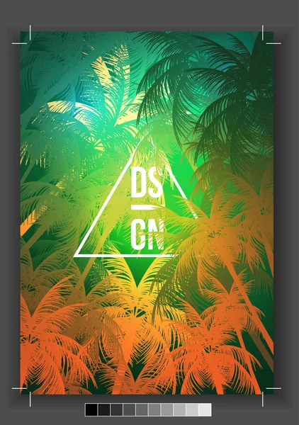 Tropisk Palm Tree Retro mosaik sommarsemester affisch - vektor jag — Stock vektor