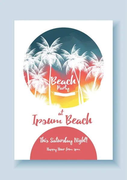 Summer Beach Party Poster Template - Ilustração vetorial — Vetor de Stock