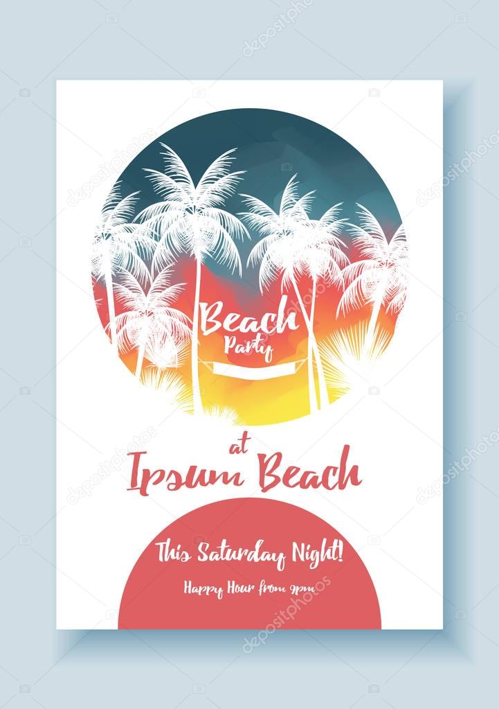 Summer Beach Party Poster Template - Vector Illustration