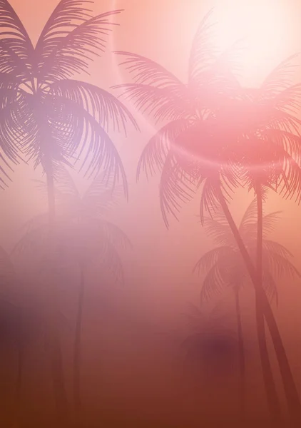 Coucher de soleil tropical avec palmiers - Illustration vectorielle — Image vectorielle